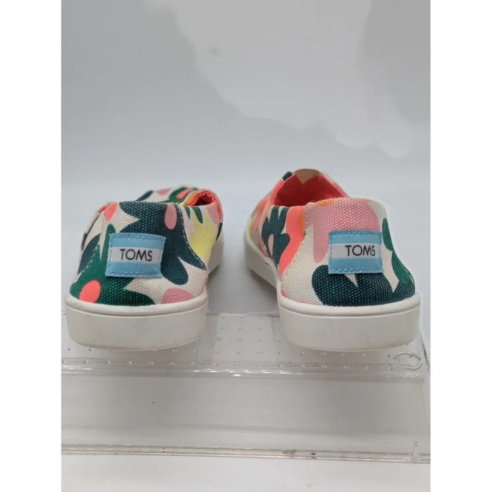 TOMS Women's 7.5 Floral Canvas Slip On Shoes Multicolor Alpargata Casual Flats